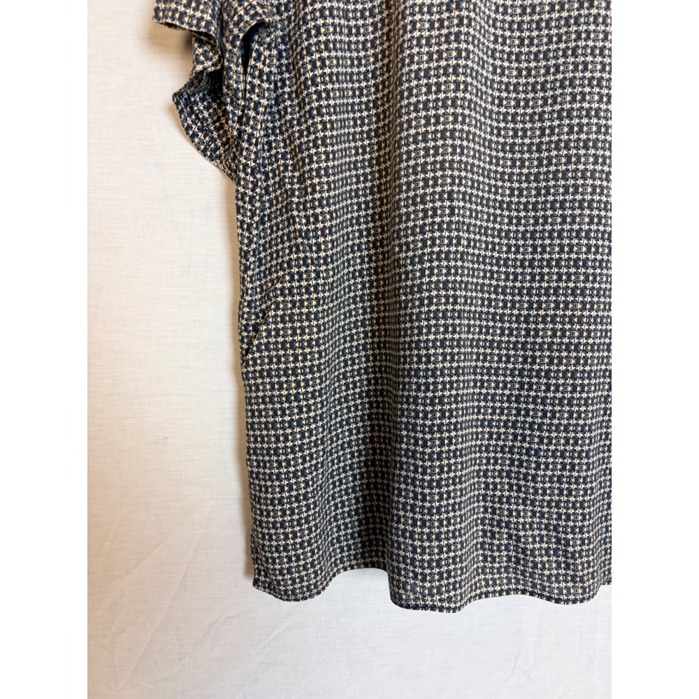 Basic Editions Mens Rayon Short‎ Sleeve Button Up Shirt Geometric Print Blue L - Picture 9 of 12
